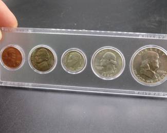 Lot 52. Five-coin 1950 type set including penny, nickel, dime, quarter, and half dollar.