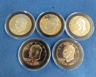 Lot 229. Five 1976 S clad Eisenhower Variety Type 1 Dollar coins