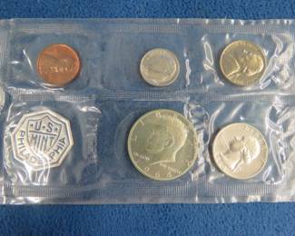 Lot 172. 1964 U.S. Mint Proof Set with 90% silver Dime, Quarter, and Half Dollar coins