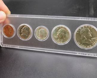 Lot 37. Five-coin 1963 type set including penny, nickel, dime, quarter, and half dollar