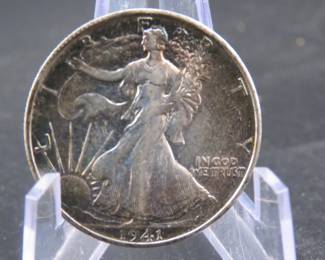 Lot 186. 1941 S Walking Liberty Half Dollar with toning