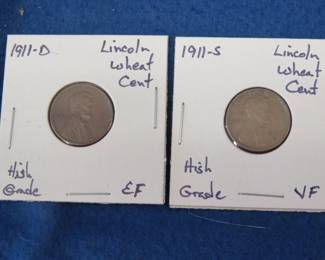 Lot 325. 1911 D and 1911 S Lincoln Wheat Cents