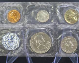 Lot 168. 1960 U.S. Mint Proof Set with 90% silver Dime, Quarter, and Half Dollar coins