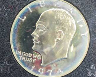 Lot 156. 1971 S Eisenhower proof dollar coin in a brown case