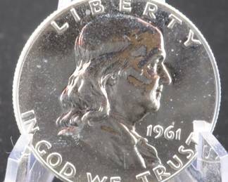 Lot 29. 1961 P proof Franklin Half Dollar coin