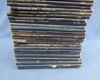 Lot 129. 25 empty coin albums in excellent condition including pennies, nickels, dimes, quarters, halves and dollar coins