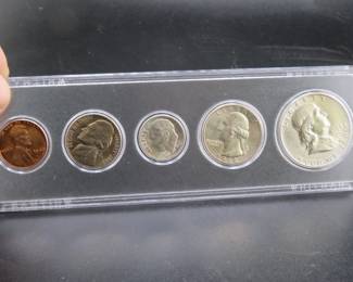 Lot 109. Five-coin 1948 type set including penny, nickel, dime, quarter, and half dollar