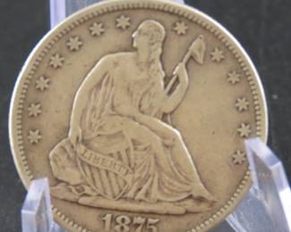 Lot 336. 1875 Seated Half Dollar Variety 4 Resumed