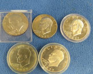 Lot 242. Five 1977S Proof Eisenhower clad dollar coins