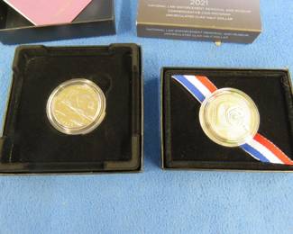 Lot 220. Two commemorative Half Dollar coins: 2021 National Law Enforcement and 2022 National Purple Heart Hall of Honor