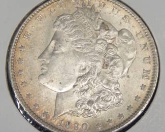 Lot 297. 1890 Morgan Silver Dollar with toning