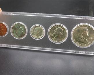 Lot 36. Five-coin 1962 type set including penny, nickel, dime, quarter, and half dollar