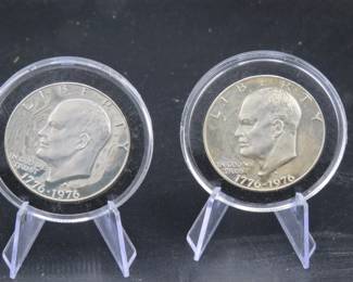 Lot 134. Two 1976 S Bicentennial 40% silver Eisenhower $1 dollar coins