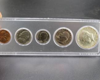 Lot 39. Five-coin 1966 type set including penny, nickel, dime, quarter, and half dollar