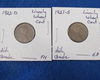 Lot 320. 1921 S and 1922 D Lincoln Wheat Cents