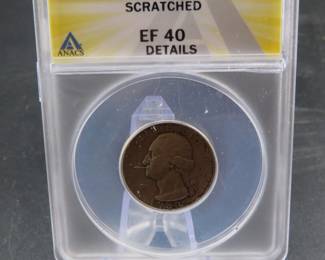 Lot 218. 1932 S Washington Quarter slabbed and graded ANACS EF 40 scratched