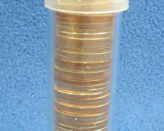 Lot 206. Tube of 50 1990s Proof Roosevelt Dimes.
