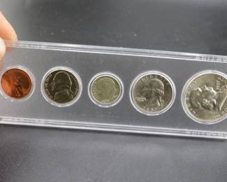 Lot 42. Five-coin 1957 type set including penny, nickel, dime, quarter, and half dollar.