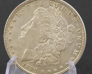 Lot 21. 1890 P high grade Morgan Silver Dollar
