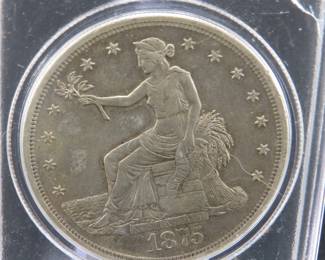 Lot 25. 1875 S U.S.A. Trade Dollar with 90% silver weighing 27.2 grams