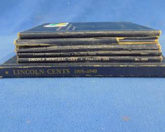 Lot 68. Six partially full Lincoln penny folders: Two folders 1909 - 1940 including approx. 19 coins before 1920. One folder starting 1941. One folder 1941 - 1974. Two folders starting 1959