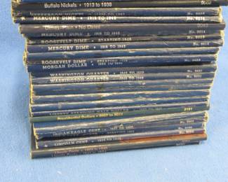 Lot 130. 25 empty coin albums in excellent condition including pennies, nickels, dimes, quarters, halves and dollar coins