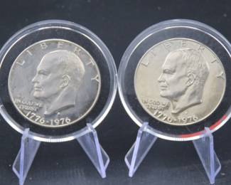 Lot 135. Two 1976 S Bicentennial 40% silver Eisenhower $1 dollar coins