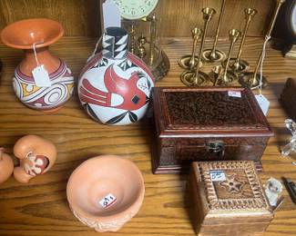 Pottery and boxes