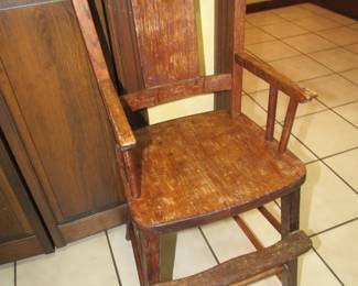 Antique oak high-chair