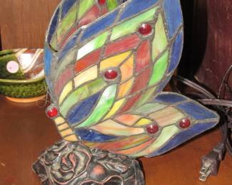 Stained glass butterfly lamp
