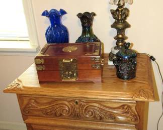 Carved solid oak 3-drawer chest