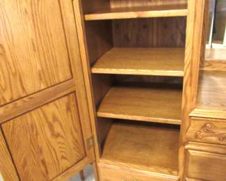 Shelves can be removed to hang clothes