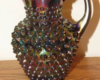 Fenton Black amethyst carnival hobnail pitcher