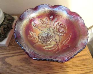 Imperial carnival glass roses bowl