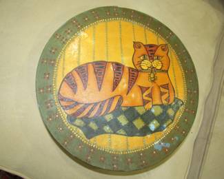 Painting on a wood cheese box