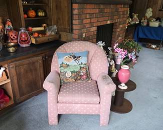 Pink Upholstered Casual Chair; Decorative Pillow; Cat Collection and much more!