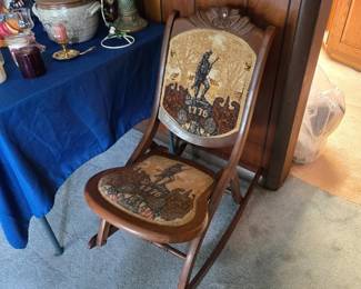 Wooden Rocker, Table filled with Pottery, Vases and much more!