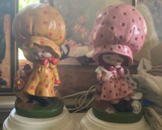 Pair of Ceramic Holly Hobby Lamps