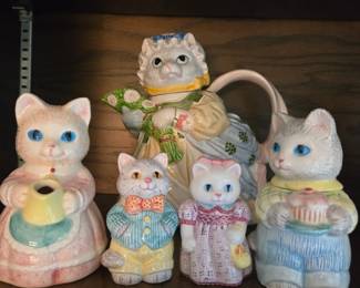 Avon Cat 5 pc Tea Set with Cookie Jar