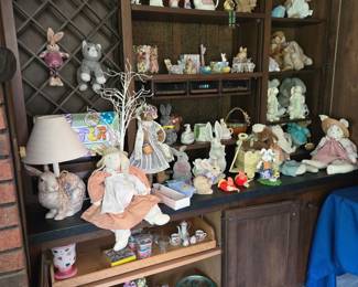 Large collection of Spring & Easter Decor; Rabbit Lamps and bunny everything!