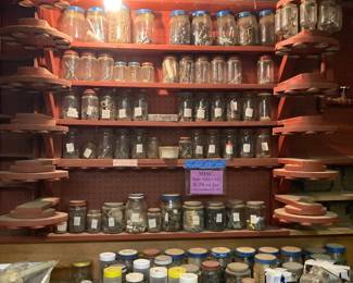 Large Assortment of Screws, Nails, Bolts, etc. still in jars!