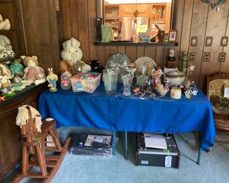 Handcrafted Wood Rocking Horse; Collection of Table Decor including Roseville, McCoy, Modern pottery; vases and candles Pioneer Reel to Reel Player; VHS Player with Remote & Manual; and much more!.