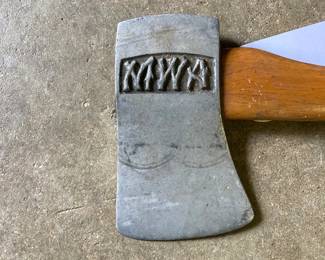 MWA Axe Head -- vintage ceremonial or parade axes manufactured for the Modern Woodmen of America,