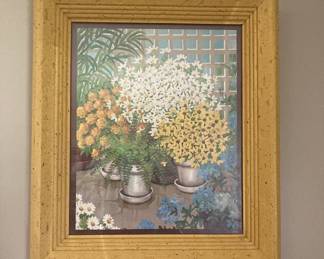 Charming Framed Painting of Flowers