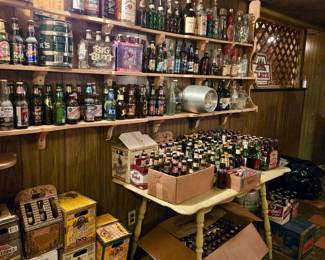 Great Breweriana! Beer & Liquor Bottle Collection - 200+ ; Cases of Bottles! Cute Yellow Kitchen Table with Leaf