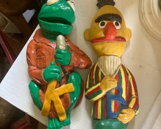 Kermit & Bert Handpainted Ceramic Wall Figurines
