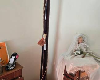 Vintage Green Chianti Filled Wine Bottle; Vintage Lady Diana Doll; Vintage Jewelry Cabinets