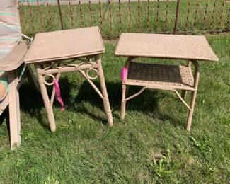 Pair of Victorian Painted Rattan Tables