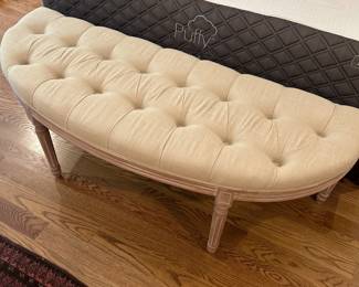 Cream linen bench
