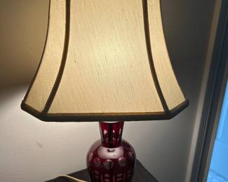 Czech or Italian Ruby and Clear Glass Lamp
